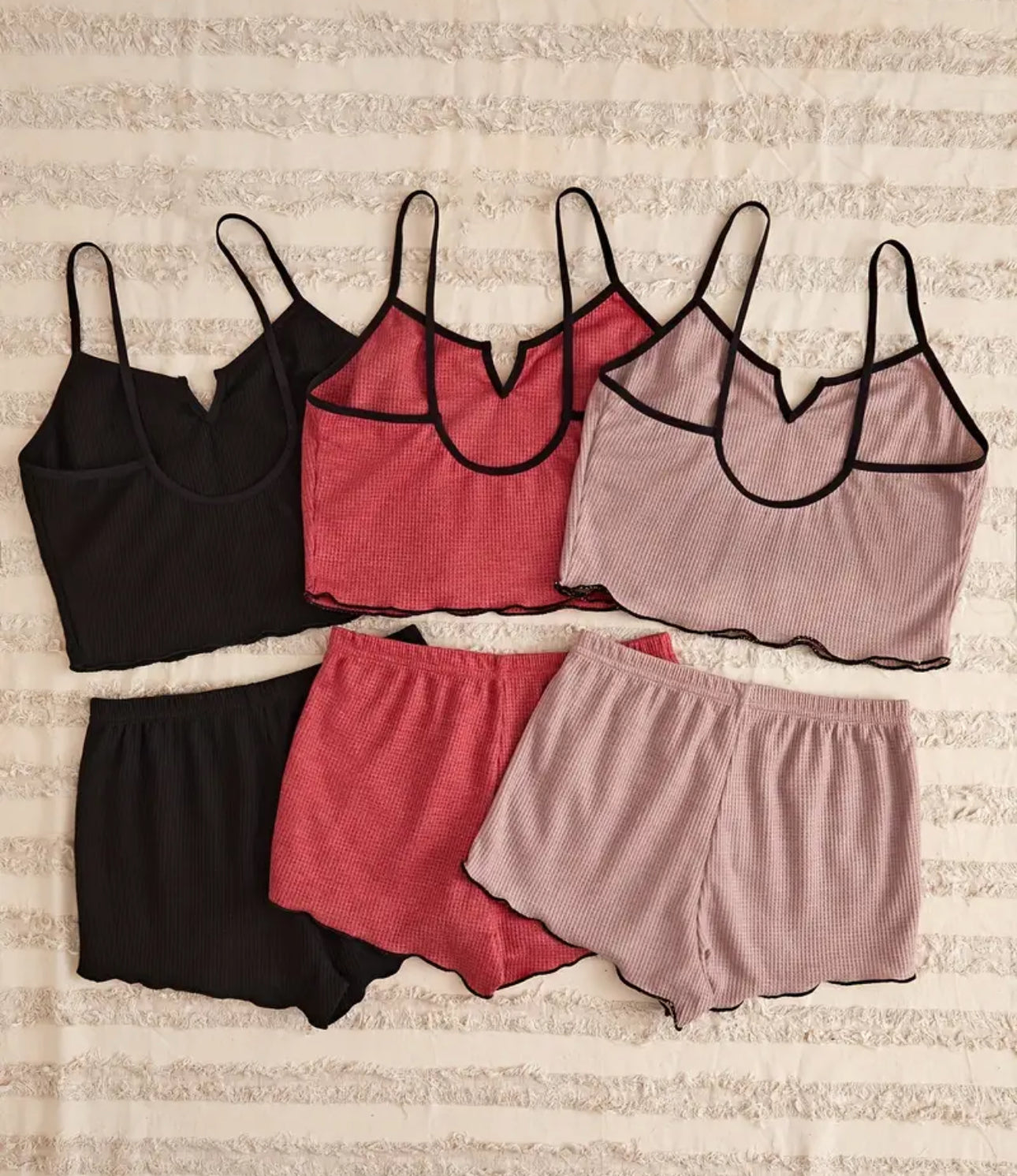 Burgundy, black, nude and black lining two piece