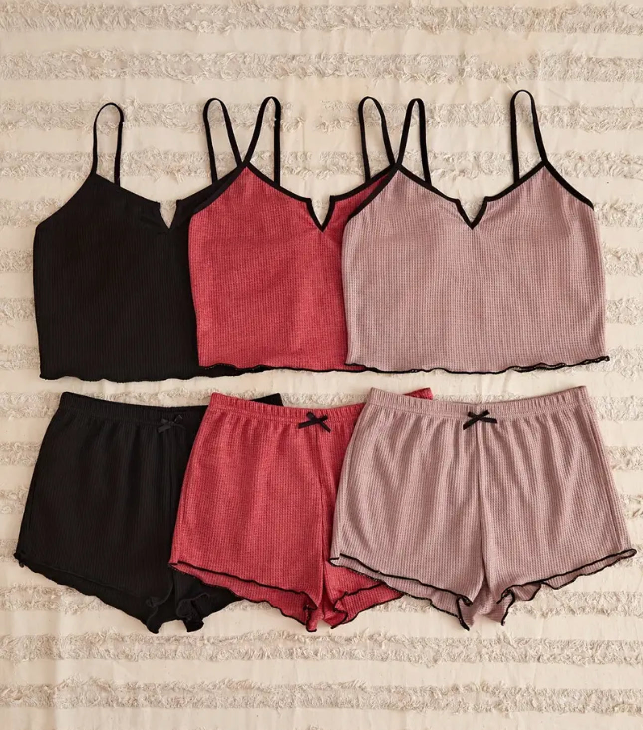 Burgundy, black, nude and black lining two piece